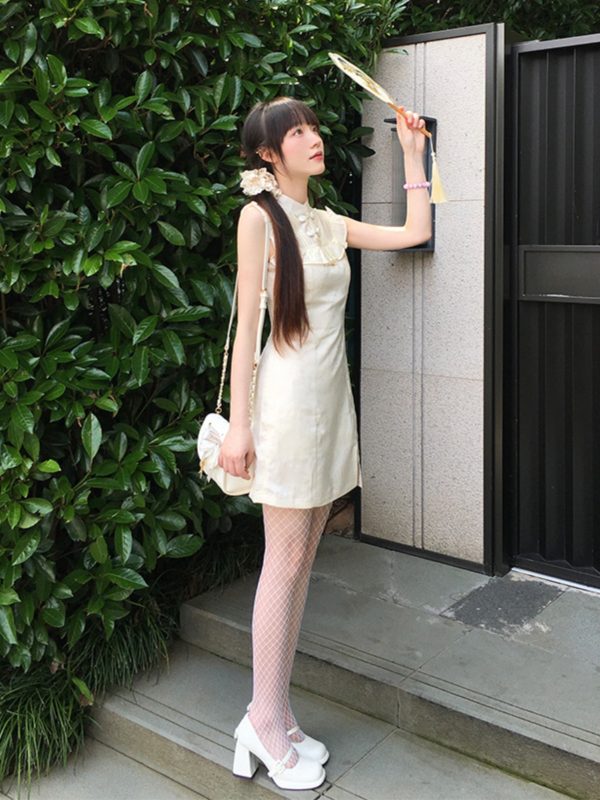 Petite Summer Sweet Pudding Bear Sleeveless Dress for Women - Cute Casual Style, Perfect for Warm Weather and Day Out