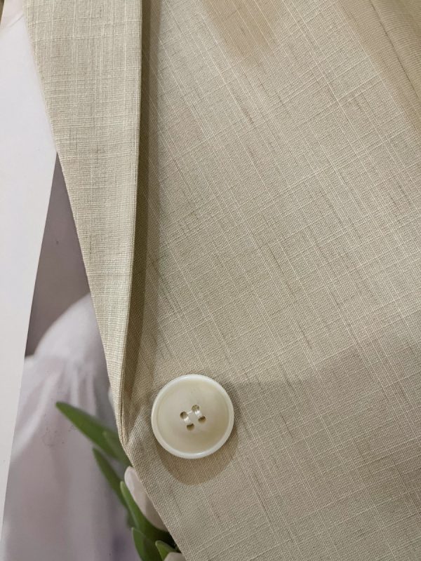 Petite Women's Spring Summer Beige Thin Three-Quarter Sleeve Suit Jacket - Short Fit, Trendy Fashion Outerwear