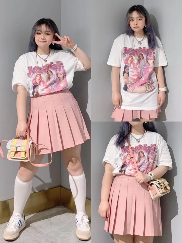 Pink High Waist Pleated A-Line Skirt for Women - Slim Fit Spring Summer 2023 Short JK Style Skirt