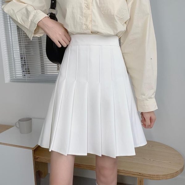 Pink High Waist Pleated A-Line Skirt for Women - Slim Fit Spring Summer 2023 Short JK Style Skirt