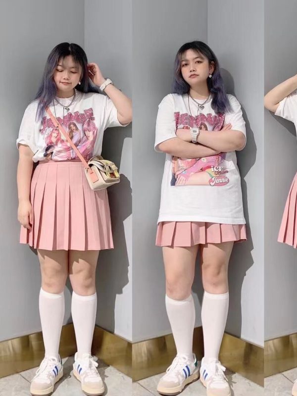 Pink High Waist Pleated A-Line Skirt for Women - Slim Fit Spring Summer 2023 Short JK Style Skirt