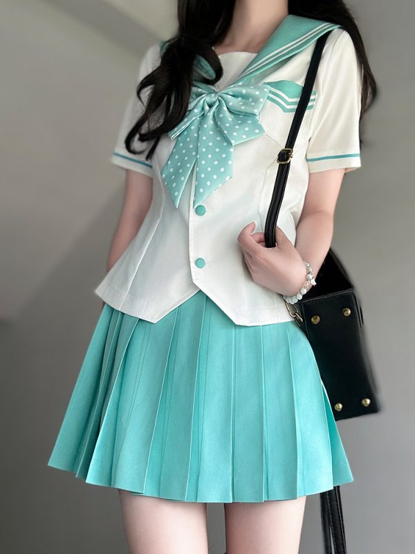 Pink Sailor Suit Women's JK Uniform with Navy Collar - Summer College Style Pudding Bear Inspired 2025 Fashion