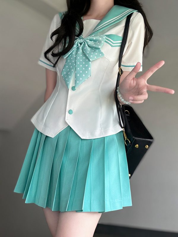 Pink Sailor Suit Women's JK Uniform with Navy Collar - Summer College Style Pudding Bear Inspired 2025 Fashion