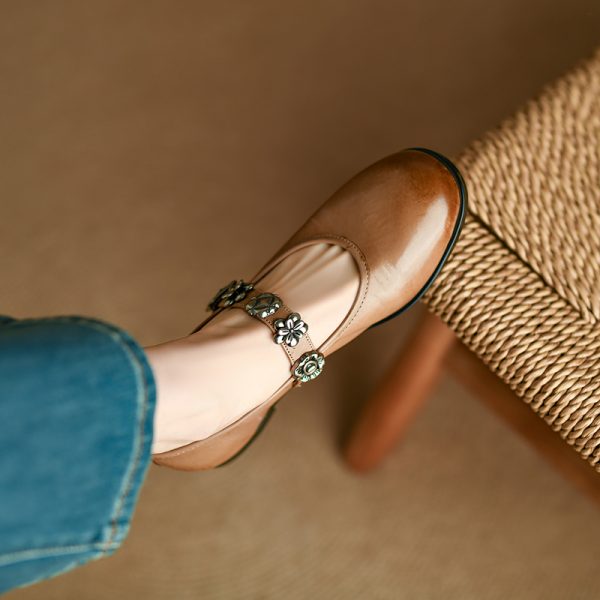Pink Soft-Soled Mary Jane Shoes with Round Toe - Italian Style Flats for Women, Perfect for Y2K and Retro Looks