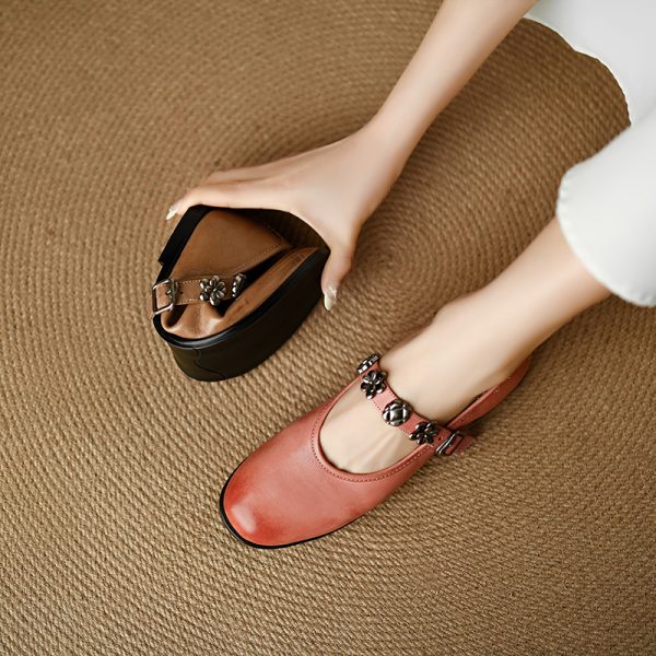 Pink Soft-Soled Mary Jane Shoes with Round Toe - Italian Style Flats for Women, Perfect for Y2K and Retro Looks