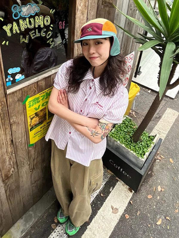 Pink Striped Short Sleeve Blouse for Women - Summer Puff Sleeve Jacket, Loose Slimming Top, Trendy Miu Style