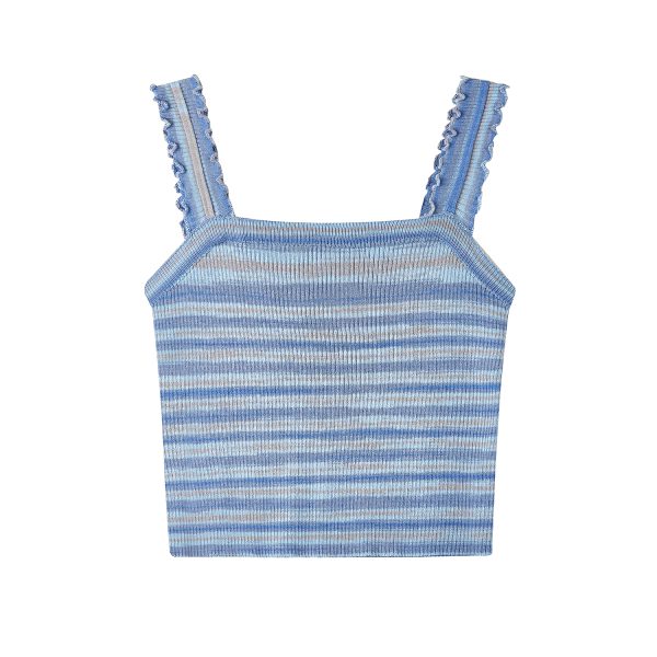 Pink Striped Strapless Camisole Top for Women - Sweet & Spicy Thai-Style Summer 2025 Edition, Y2K Inspired Fashion