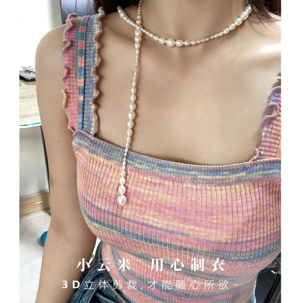 Pink Striped Strapless Camisole Top for Women - Sweet & Spicy Thai-Style Summer 2025 Edition, Y2K Inspired Fashion