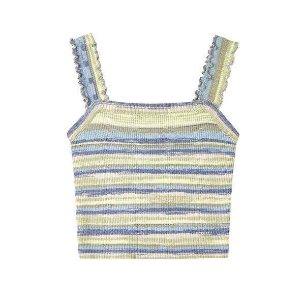 Pink Striped Strapless Camisole Top for Women - Sweet & Spicy Thai-Style Summer 2025 Edition, Y2K Inspired Fashion