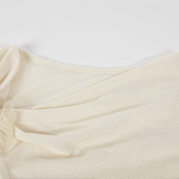 Pink Sweet Women's Off-Shoulder Short Sleeve T-Shirt with Irregular Ruffle Edge and Butterfly Decor, 2025 Summer Fashion Trend