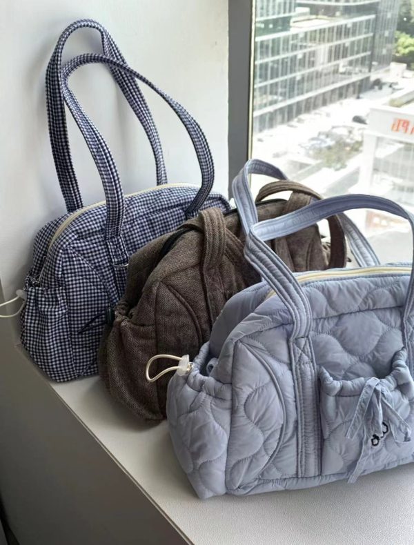 Plaid Shoulder Bag - 2025 Autumn/Winter Casual Versatile Boston Tote for Class and Commuting