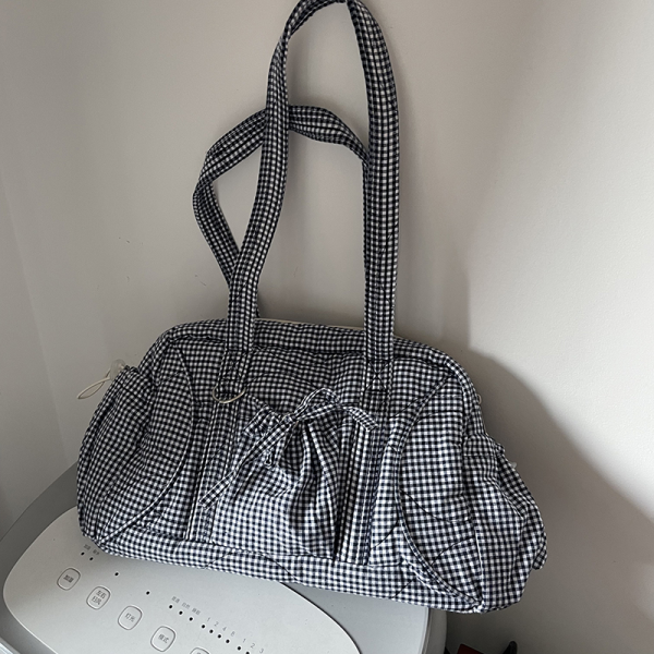 Plaid Shoulder Bag - 2025 Autumn/Winter Casual Versatile Boston Tote for Class and Commuting