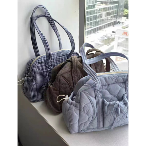 Plaid Shoulder Bag - 2025 Autumn/Winter Casual Versatile Boston Tote for Class and Commuting