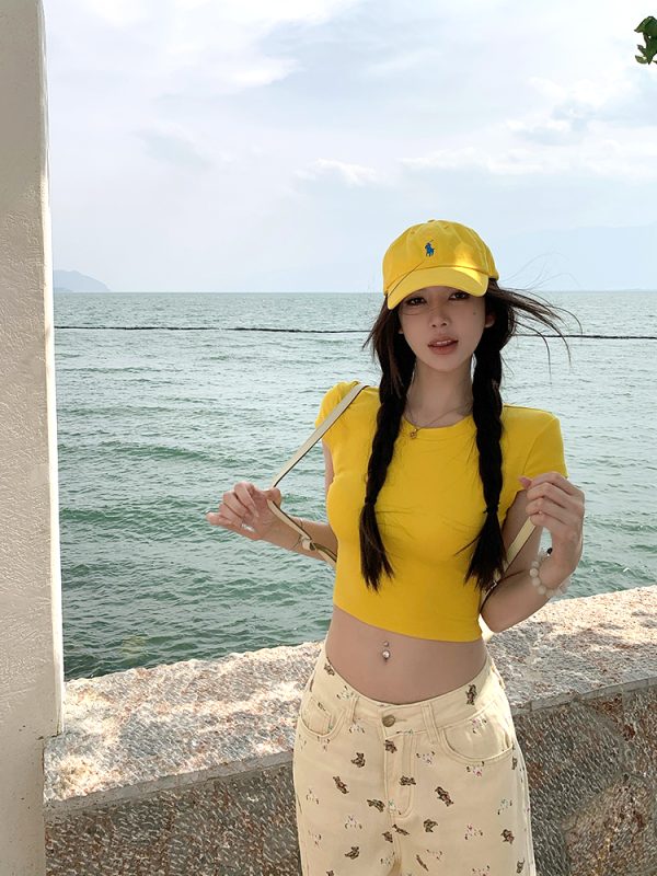 Playful Cute Short Sleeve Tie Back T-Shirt for Women, Summer Slim Fit Sexy Top, Casual Y2K Style Fashion
