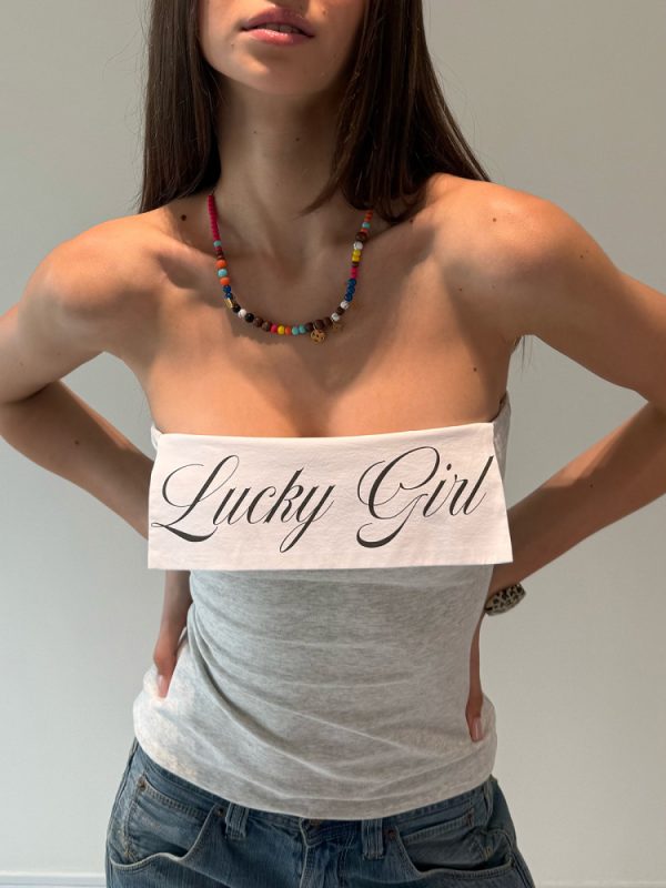Playful Lucky Girl Strapless Dress with Stylish Split and Lapel Detail - Chic Waist-Defined Design for Effortless Style