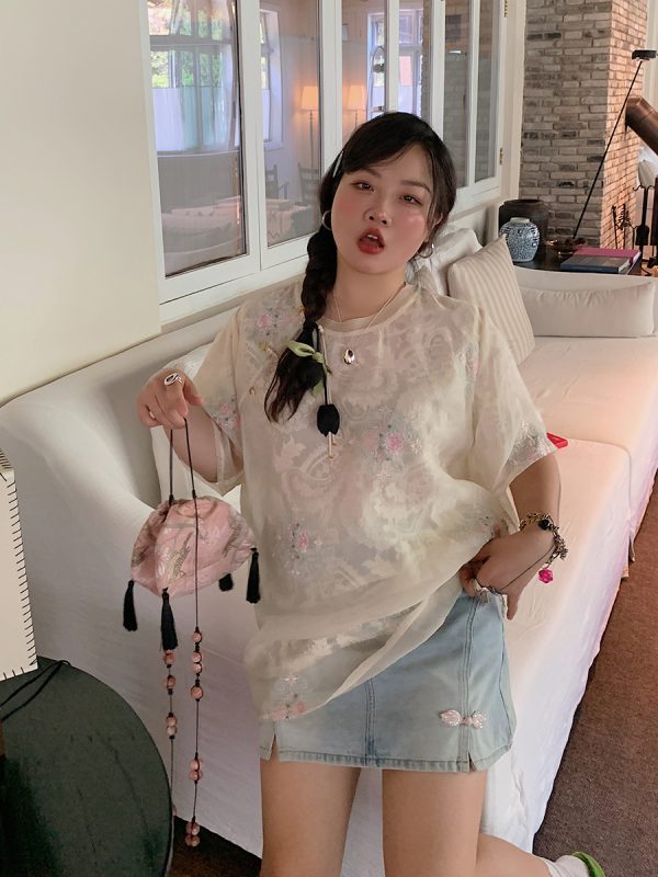 Plus Size A-Line Denim Skirt for Women, Buckle Spliced Design, 2025 Summer Fashion, Trendy Short Skirt for Curvy Style