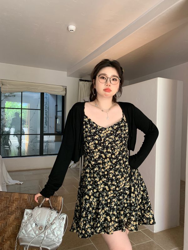 Plus Size Airy Cardigan and Camisole Dress Set - Cool Sun Protection Cover-Up for Summer, Perfect for Layering and Air Conditioning