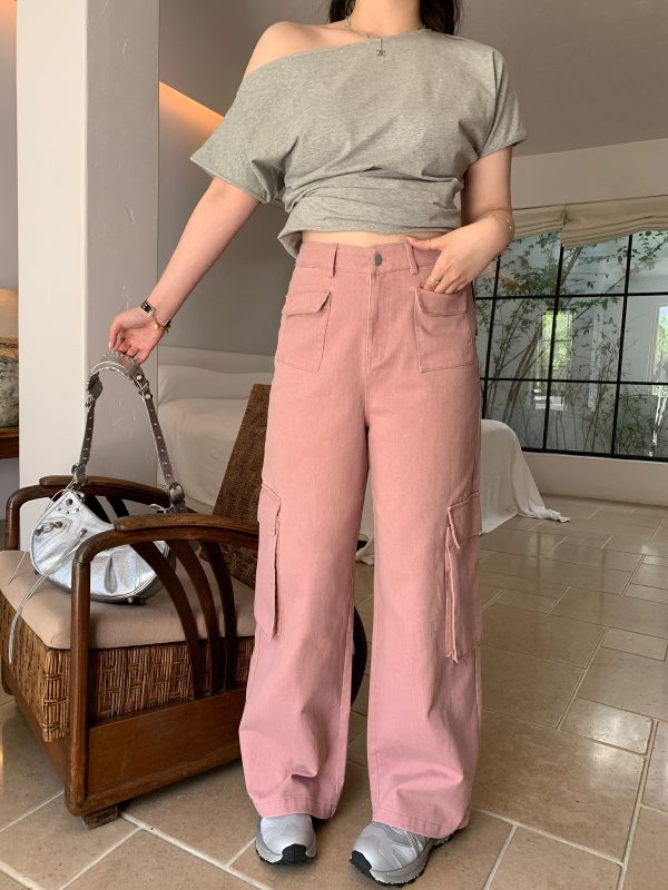 Plus Size American Retro Straight-Leg Multi-Pocket Wide-Leg Casual Work Pants for a Cool 90s Vibe
