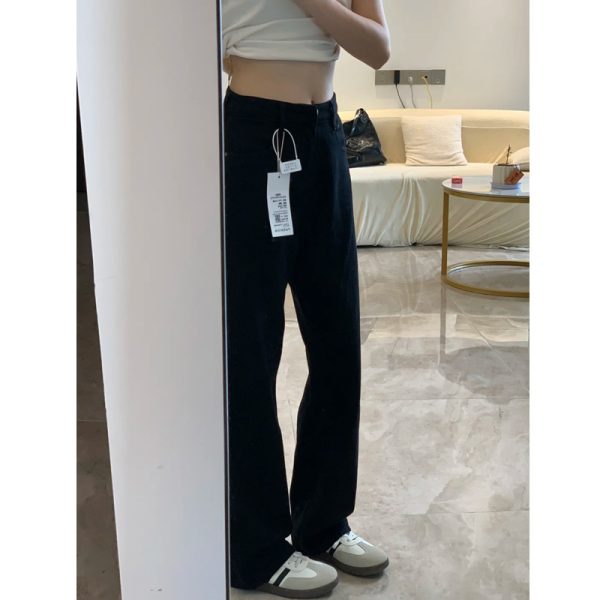 Plus-Size Black Straight-Leg Jeans for Petite Women - 2025 New Style, Loose Fit, Casual Fashion Essential