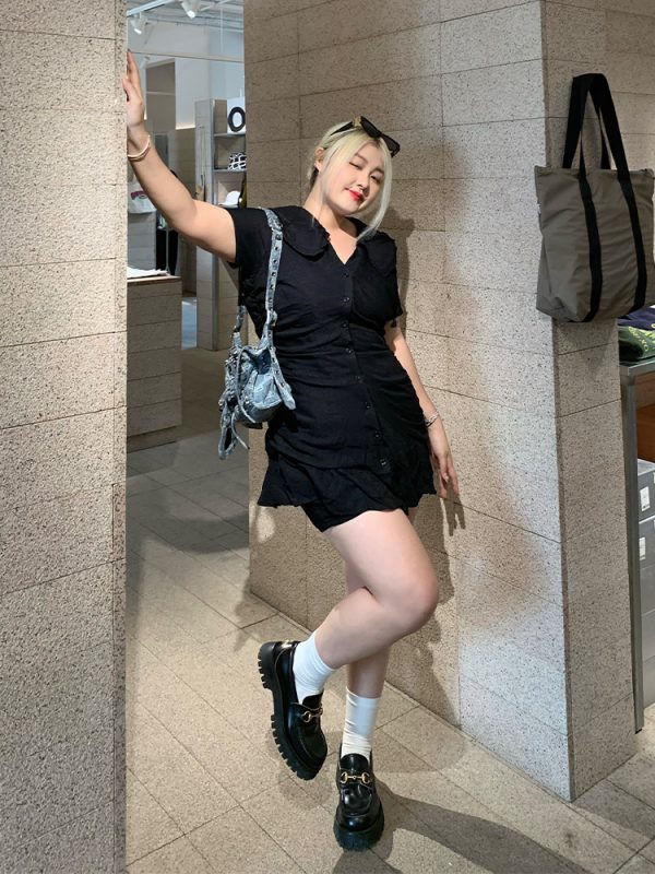 Plus Size Elegant A-Line Little Black Dress, Pleated Chiffon Commuter Style, French-Inspired Design for Effortless Chic Look