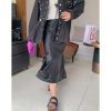 Plus Size Fish Tail Skirt for Women, Acetic Satin Half Skirt, High-End Spring Summer 2025 Fashion, Elegant Gold Design