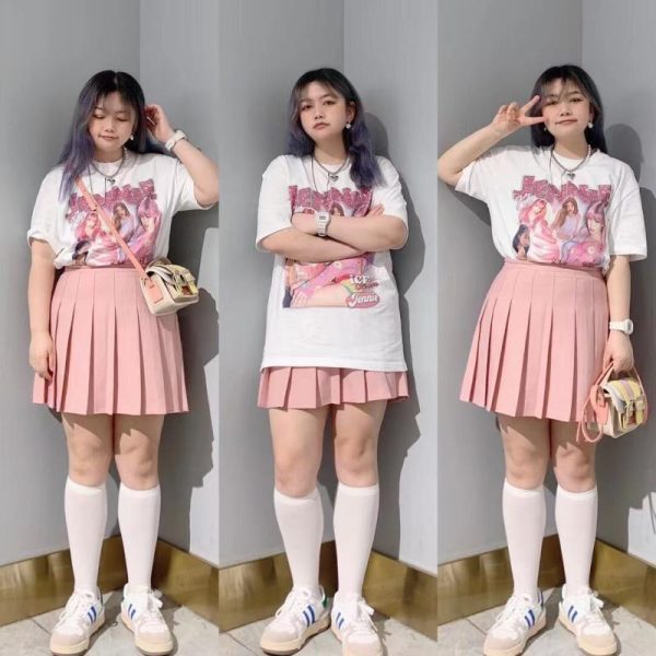 Plus Size Gray High-Waisted A-Line Pleated Skirt for Women - Slimming Short Solid Color Design with Sophisticated Style