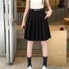 Plus Size Gray Pleated Midi Skirt for Women - High-Waisted A-Line Summer College Style