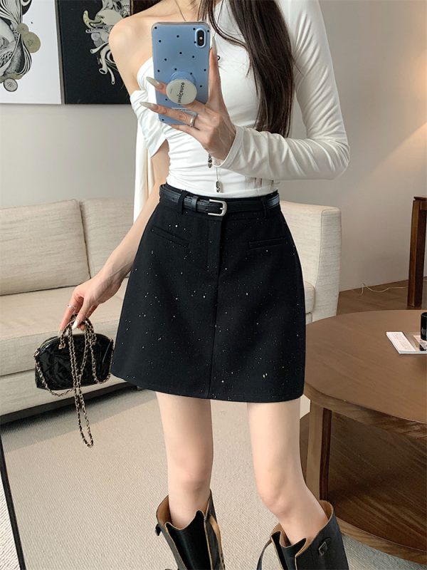 Plus Size Gray Sparkly Half Skirt for Women - High Waist A-Line, Anti-Exposure, Bodycon Short Skirt for Summer Fashion