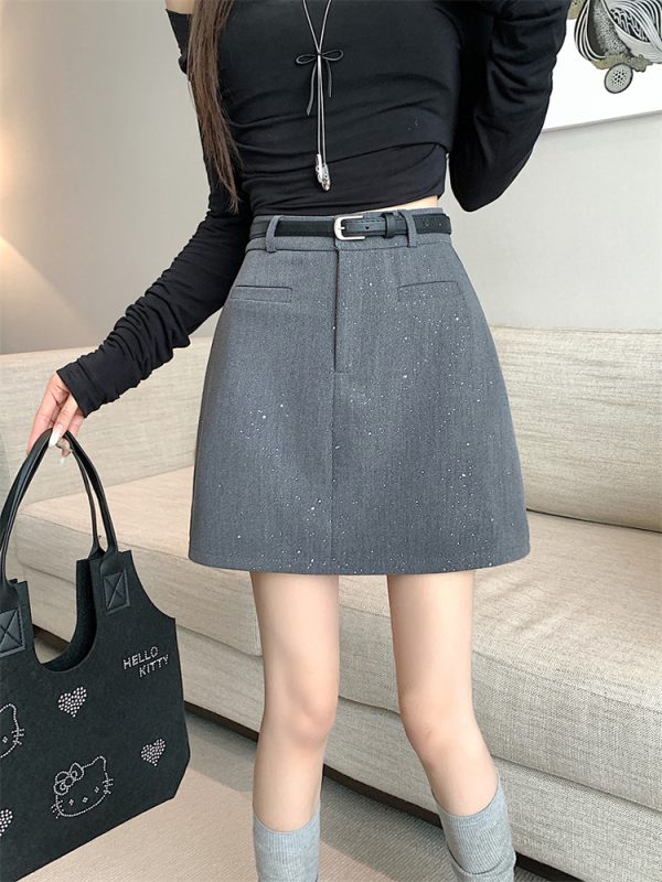 Plus Size Gray Sparkly Half Skirt for Women - High Waist A-Line, Anti-Exposure, Bodycon Short Skirt for Summer Fashion