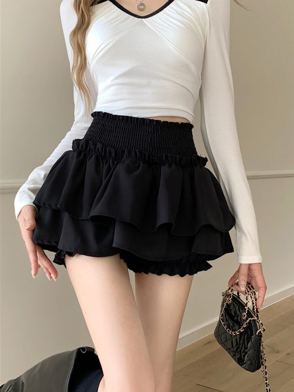 Plus Size High Waist Ballet Style Cake Half Skirt for Women - Sweet & Spicy Puff Skirt Pants, Slimming Anti-Exposure Summer Fashion