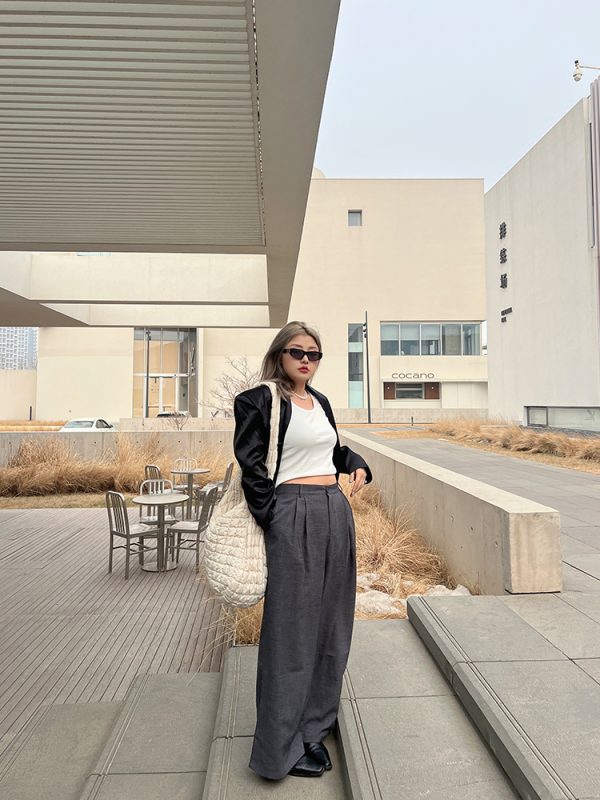 Plus Size High Waist Loose Slimming Wide-Leg Pants - Casual Floor-Length Trousers for Spring Fashion