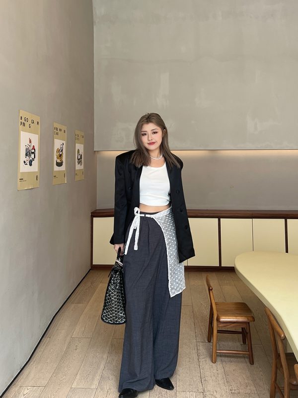 Plus Size High Waist Loose Slimming Wide-Leg Pants - Casual Floor-Length Trousers for Spring Fashion