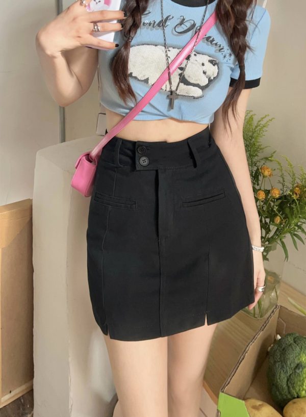 Plus Size High-Waisted A-Line Denim Skirt for Women - Summer Bodycon Style, Hip-Covering Design for Curvy Figures, Korean Fashion