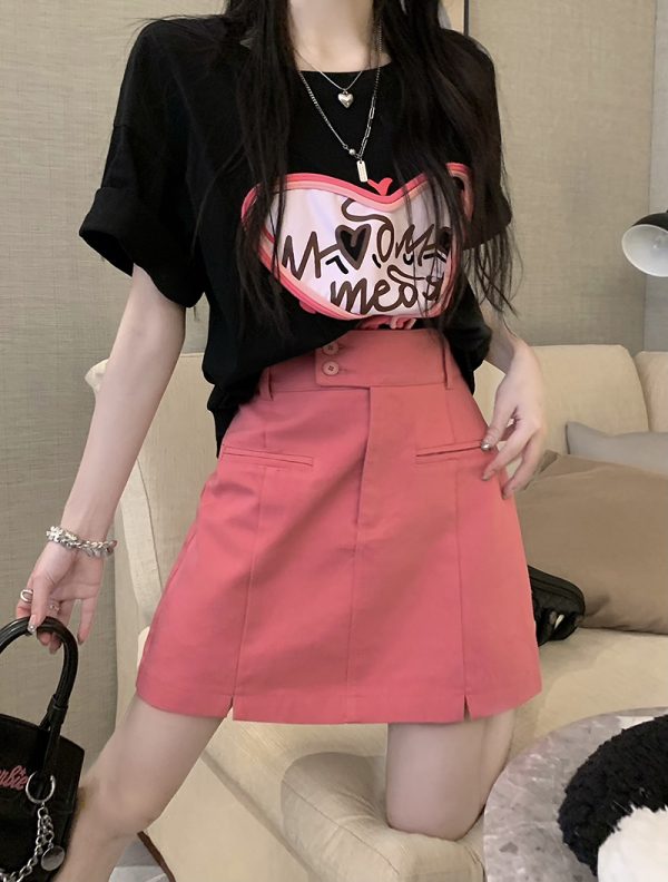 Plus Size High-Waisted A-Line Denim Skirt for Women - Summer Bodycon Style, Hip-Covering Design for Curvy Figures, Korean Fashion