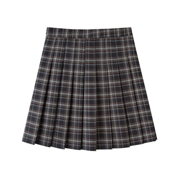 Plus Size High-Waisted A-Line Plaid Wool Pleated Skirt for Autumn Winter - Flattering Short Skirt for Curvy Women and Students