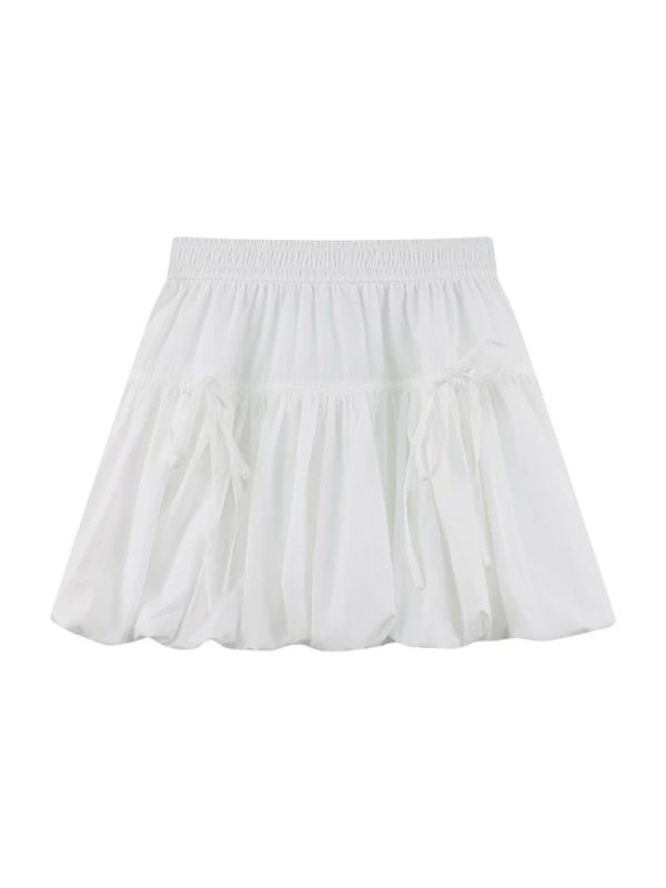 Plus-Size High-Waisted Bow Bud Half Skirt for Women - Slimming A-Line Puff Cake Skirt for Spring and Summer Fashion