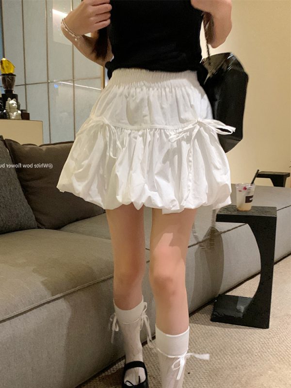 Plus-Size High-Waisted Bow Bud Half Skirt for Women - Slimming A-Line Puff Cake Skirt for Spring and Summer Fashion