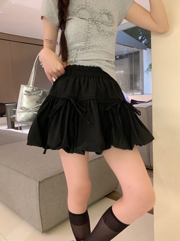 Plus-Size High-Waisted Bow Bud Half Skirt for Women - Slimming A-Line Puff Cake Skirt for Spring and Summer Fashion