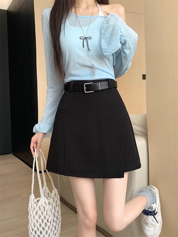 Plus-Size High-Waisted Irregular A-Line Half Skirt for Women, Summer Slimming White Bodycon Skirt, Chic and Trendy Fashion Piece