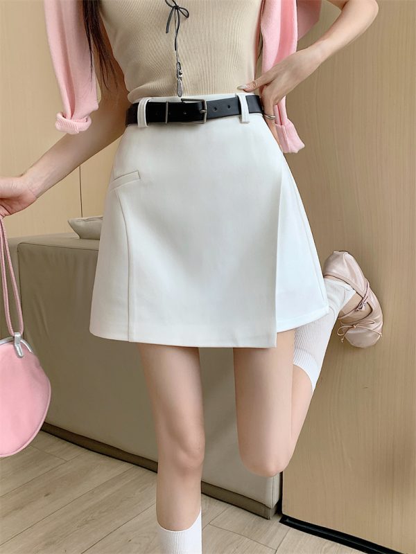 Plus-Size High-Waisted Irregular A-Line Half Skirt for Women, Summer Slimming White Bodycon Skirt, Chic and Trendy Fashion Piece
