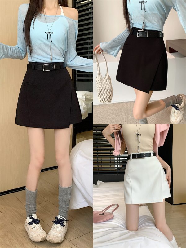Plus-Size High-Waisted Irregular A-Line Half Skirt for Women, Summer Slimming White Bodycon Skirt, Chic and Trendy Fashion Piece