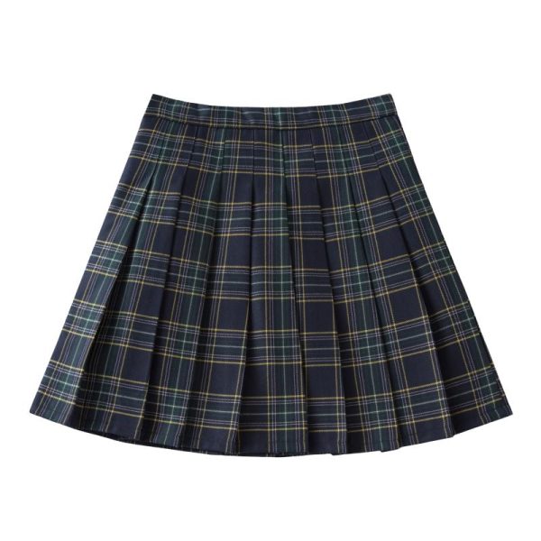 Plus-Size High-Waisted JK Japanese-Style Plaid Pleated Skirt, Slimming Puffed A-Line Design for Women, College Casual Fashion