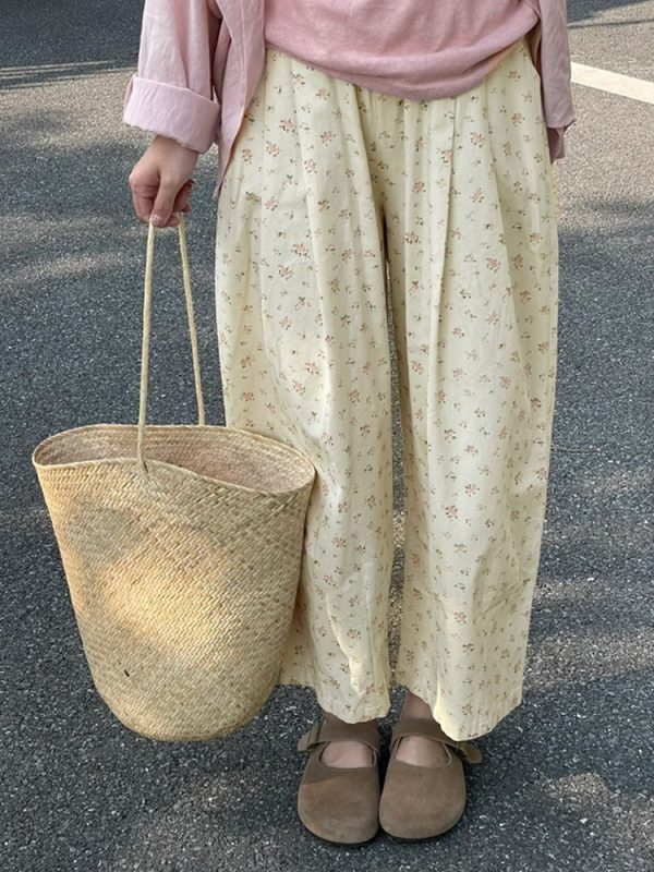 Plus Size High-Waisted Loose Wide-Leg Balloon Pants for Women, Casual Floral Trousers for Summer, Trendy Y2K Style