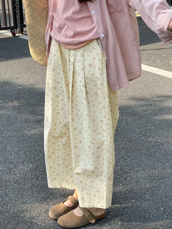Plus Size High-Waisted Loose Wide-Leg Balloon Pants for Women, Casual Floral Trousers for Summer, Trendy Y2K Style