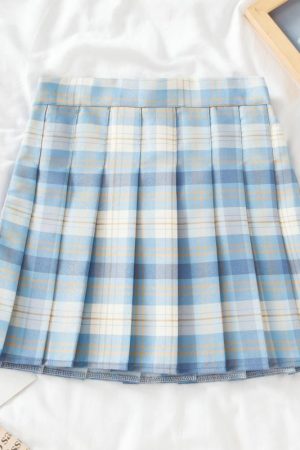Plus Size High-Waisted Plaid Pleated Skirt for Women - 2025 Spring Summer College Style Short Skirt, Anti-Exposure Design