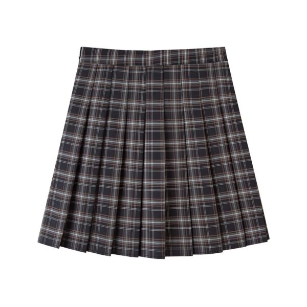 Plus Size High-Waisted Plaid Pleated Skirt for Women - 2025 Spring Summer College Style Short Skirt, Anti-Exposure Design