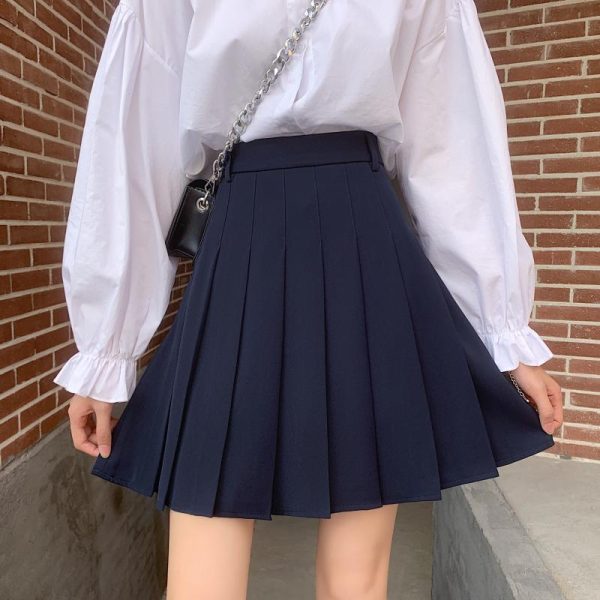 Plus Size High-Waisted Pleated A-Line Skirt for Women - Summer Mid-Length College Style, Anti-Exposure, Slimming Fit