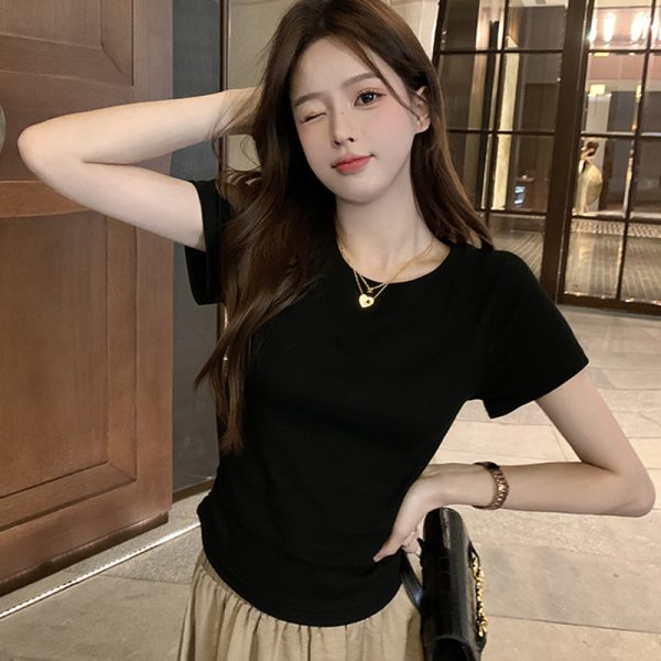 Plus-Size Hollow Out Pleated Shoulder Short Sleeve T-Shirt for Women - Summer Slimming Top, Spicy Girl Design, Covers Belly