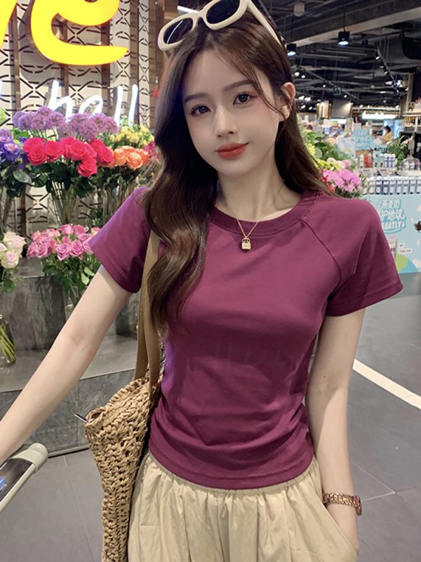 Plus-Size Hollow Out Pleated Shoulder Short Sleeve T-Shirt for Women - Summer Slimming Top, Spicy Girl Design, Covers Belly