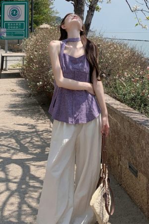Plus Size Jacquard Camisole for Women - Stylish Summer French Design with Flowing Straps - Short Sleeveless Top